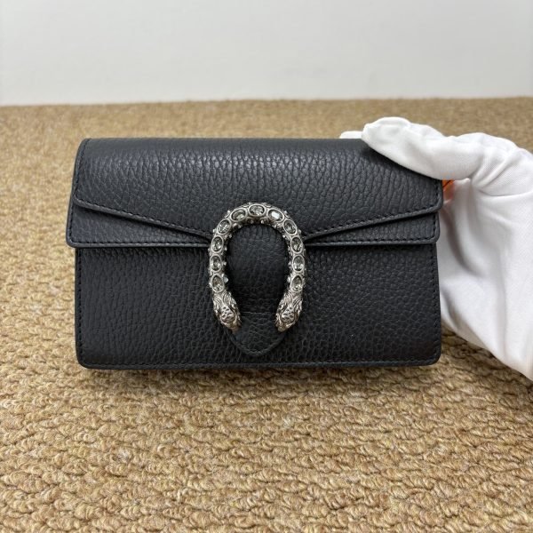 99% New GUCCI Dionysus Mini, Crystal Buckle, Black Leather