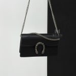 99% New GUCCI Dionysus Mini, Crystal Buckle, Black Leather