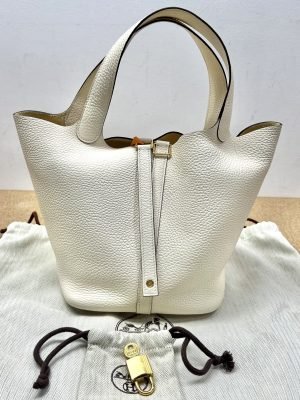 99% New HERMES Picotin 22, Cream, B Stamp