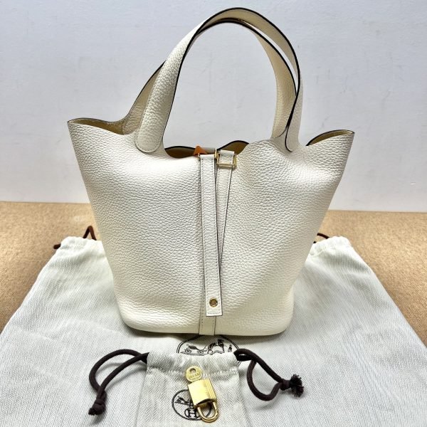 99% New HERMES Picotin 22, Cream, B Stamp