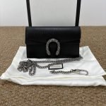 99% New GUCCI Dionysus Mini, Crystal Buckle, Black Leather