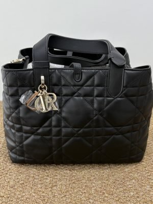 Brand New Dior Book Tote, Black‑Gold, Medium Size