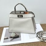 98% New FENDI Peekaboo ISeeU, Med, White Calf & Python