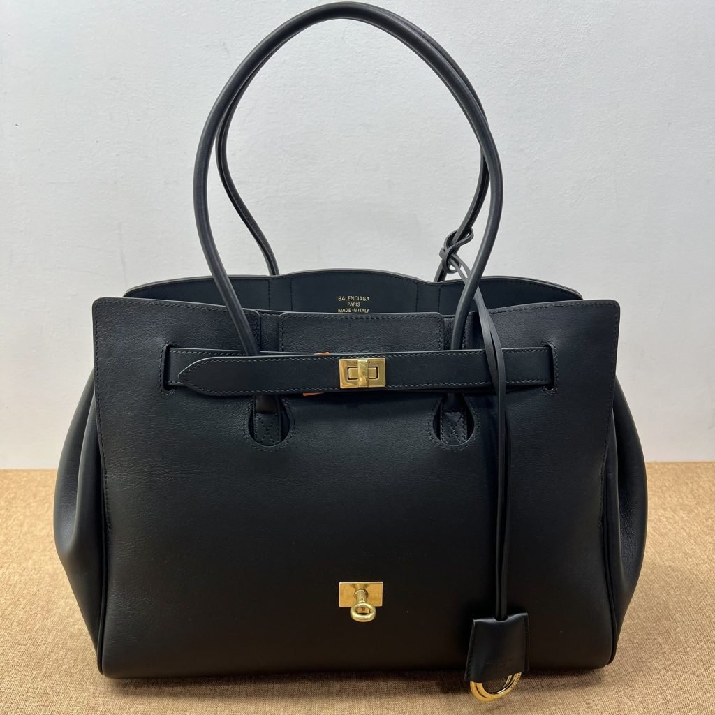 Balenciaga BEL AIR Black‑Gold Medium Handbag