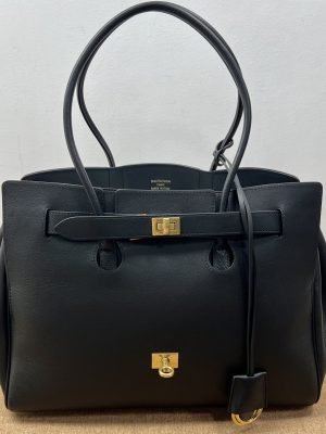 Balenciaga BEL AIR Black‑Gold Medium Handbag