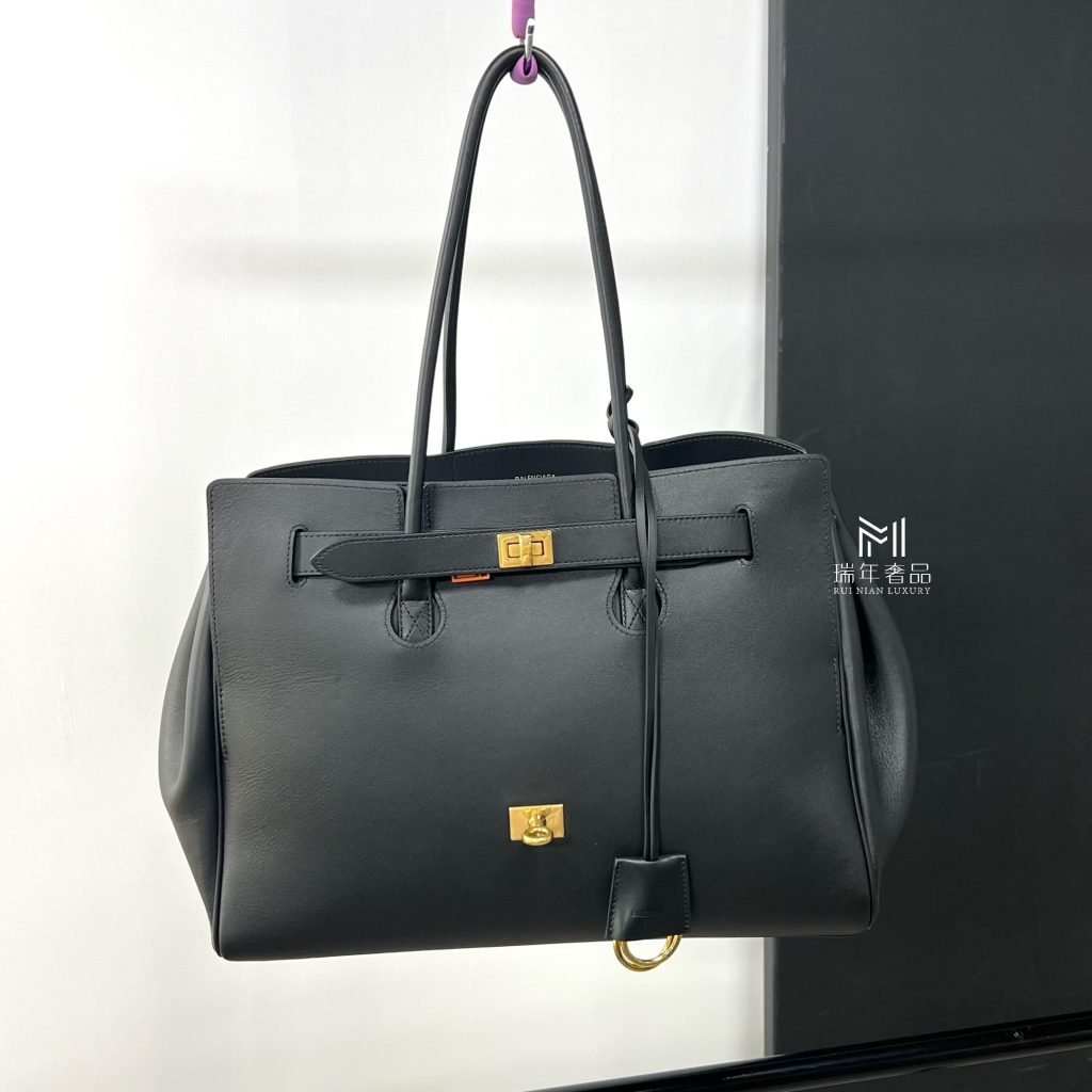 Balenciaga BEL AIR Black‑Gold Medium Handbag