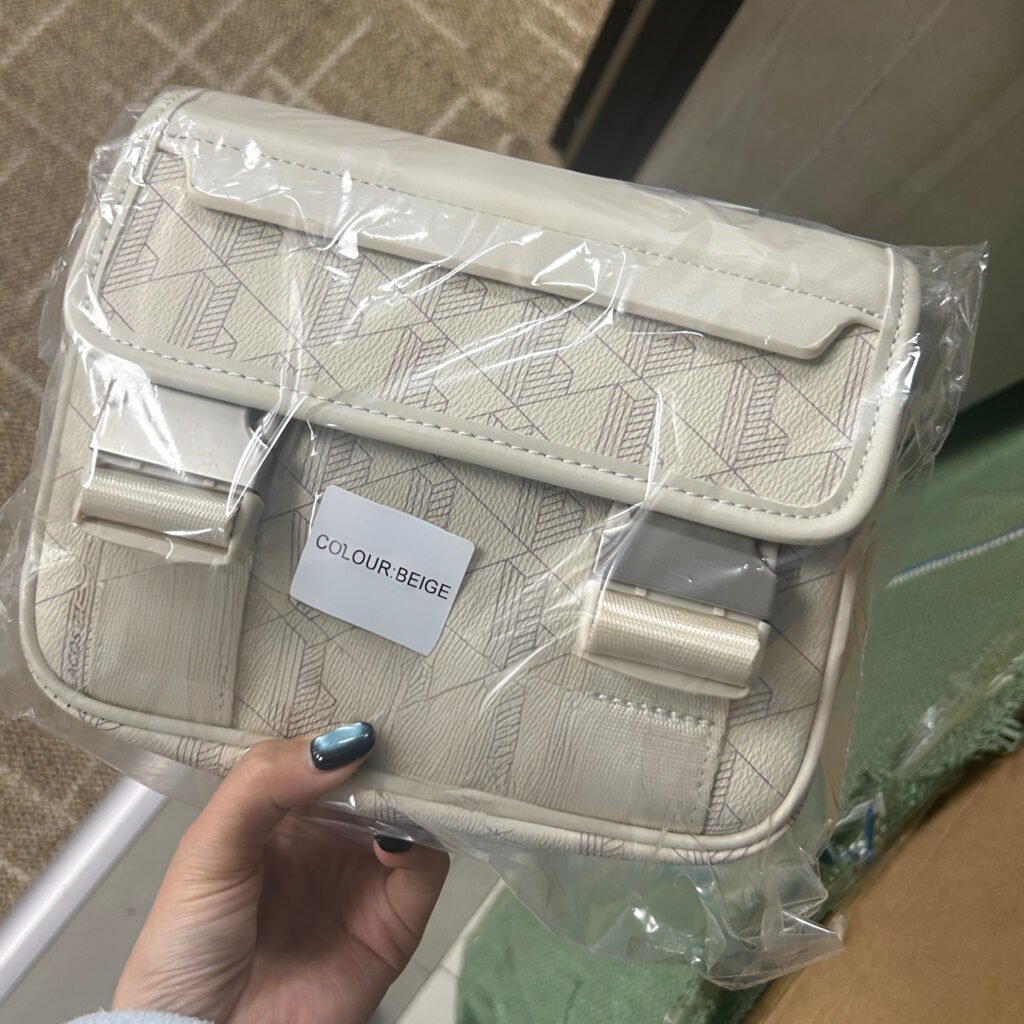 Geometric Print Twin Buckle Crossbody Bag