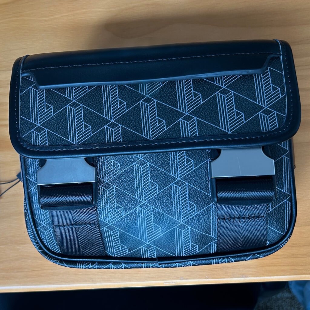 Geometric Print Twin Buckle Crossbody Bag